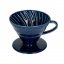 Dripper Hario V60-02 ceramic blue with front view.