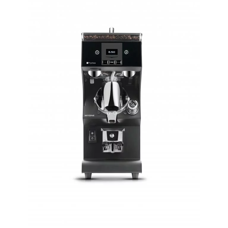 Espressomühle Victoria Arduino Mythos MYONE in schwarzer Ausführung mit der Funktion zur Einstellung der Mahlgrad.