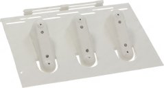 Komplett Sprëtzdüs GIGA, wäisse Plastikdréier mat dräi ronnen Düse niewenteneen.