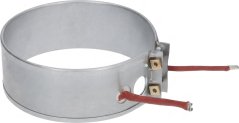 Bandheizkörper 1300 W 230 V, metalleschen Heizkierper an Rankform mat zwee roude Zouleedungsdraten Bandheizkörper 1300 W 230 V, metalleschen Heizkierper an Rankform mat zwee roude Zouleedungsdraten