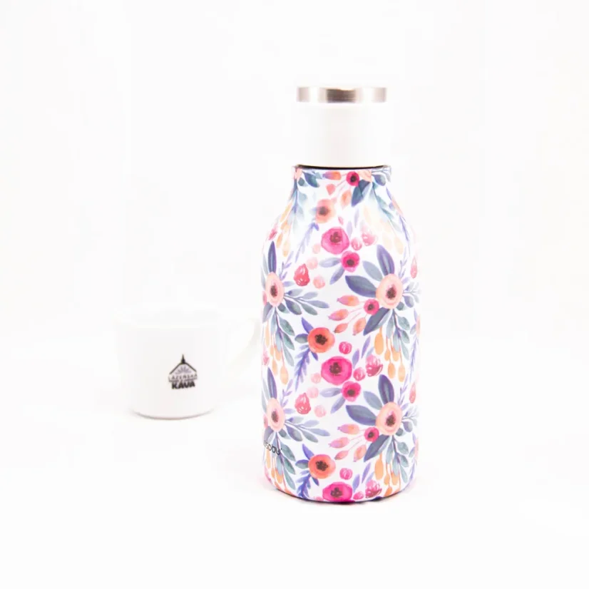 Asobu Urban Water Bottle Floral thermal mug with a capacity of 460 ml, ideal for travel.
