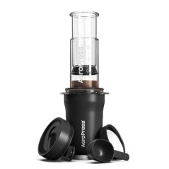 AeroPress GO Plus Travel System Black - Travel Coffee Maker with Thermal Mug