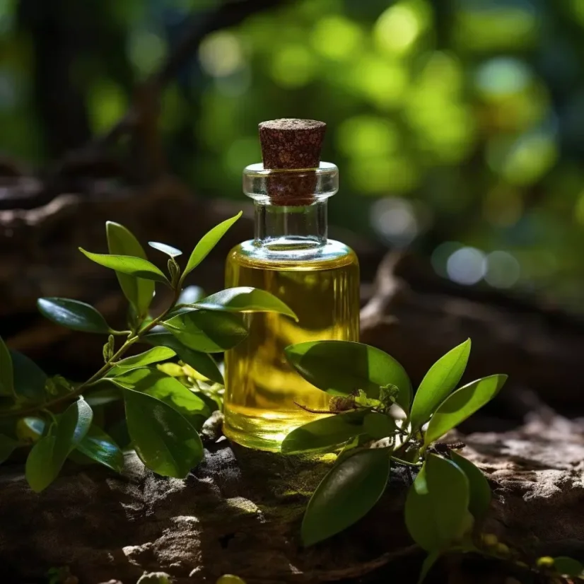 Glass bottle with 10 ml of 100% natural Elemi essential oil, certified as vegan-friendly.