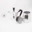 Bialetti Moka Express pot with a capacity for 9 cups, suitable for halogen heating source.