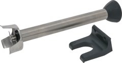 Edelstol-Mixerarm mat engem schwaarze Grëff uewen, engem Schutzkuerf ënnen an enger Montagehalterung.