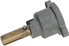 Deckel mat Stift – eng Metallhülls mat engem Messingstëft, gesëchert duerch eng Schrauf