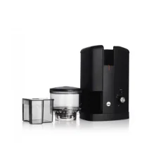 Black electric coffee grinder with plastic hoppers