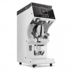 White espresso coffee grinder Victoria Arduino Mythos MY85 marked as high quality. White espresso coffee grinder Victoria Arduino Mythos MY85 marked as high quality.