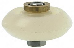 Creme-faarwegt Plastiklager fir den Ausziehmechanismus vun Tiräng mat engem Metallring an enger Schrauf an der Mëtt. Creme-faarwegt Plastiklager fir den Ausziehmechanismus vun Tiräng mat engem Metallring an enger Schrauf an der Mëtt.
