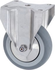 Fix Rädchen mat engem groe Gummireifen an enger Metall-Montageplack mat véier Lächer fir Schrauwen. Fix Rädchen mat engem groe Gummireifen an enger Metall-Montageplack mat véier Lächer fir Schrauwen.