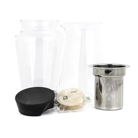 Stainless steel Hario Shizuku Slow Drip Brewer is ideal for making cold coffee beverages.
