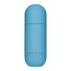 Niebieska termoska Asobu Orb Bottle o pojemności 420 ml, idealna do utrzymania temperatury napojów podczas podróży.