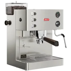 Huishoudelijke espressomachine Lelit Kate PL82T met geïntegreerde koffiemolen.