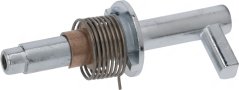Metallene Grëffstëft mat enger Fieder an der Mëtt vum Schaft opgewéckelt an engem rechtwénklege gebéinten Enn. Metallene Grëffstëft mat enger Fieder an der Mëtt vum Schaft opgewéckelt an engem rechtwénklege gebéinten Enn.