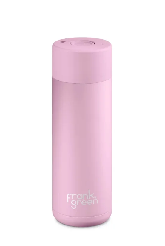 Frank Green Ceramic Lilac Haze thermal mug with a capacity of 595 ml in lavender mist color, which is 100% leak-proof.