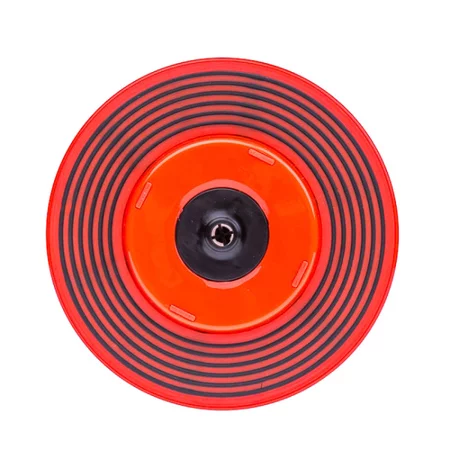 Red plastic pour-over dripper, ideal for brewing filtered coffee.