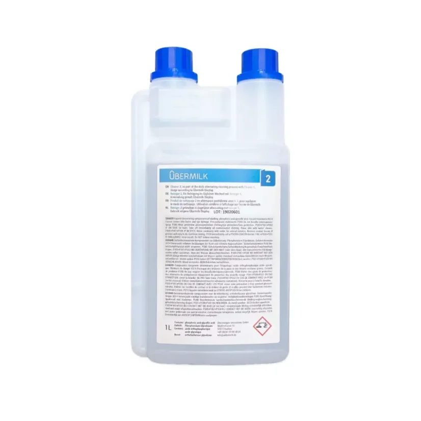The Übermilk coffee machine cleaning set, with a shelf life of 160 days, ensures effective maintenance and extends the lifespan of your device.