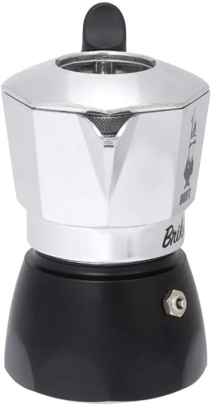 Bialetti Brika moka pot for 2 cups, front view on a white background
