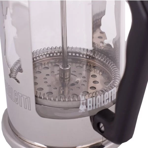 Detailed view of the filter inside the Bialetti Preziosa French Press.