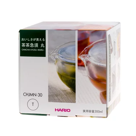 Théière en verre Hario Chacha Kyusu-Maru d'une capacité de 300 ml, idéale pour préparer votre thé préféré.