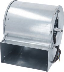 Radialventilator mat verzinktem Blechgehäus a zylindrescher Form, engem Montagekragen an engem méiadereg Kabel. Radialventilator mat verzinktem Blechgehäus a zylindrescher Form, engem Montagekragen an engem méiadereg Kabel.