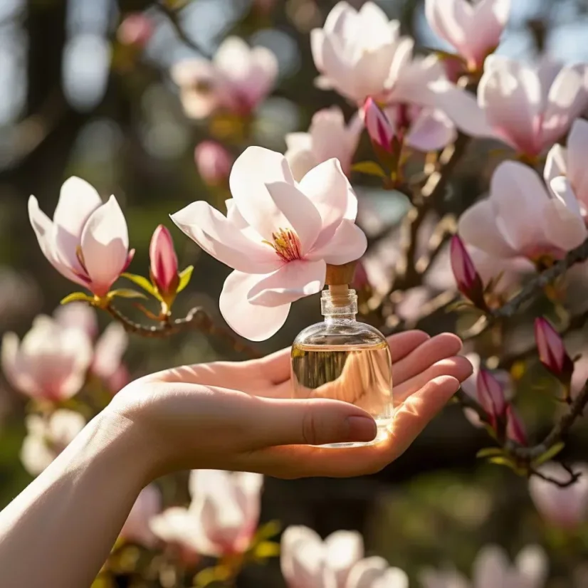 Flacon en verre de 10 ml d'huile essentielle de magnolia 100% naturelle.