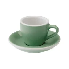 Filiżanka na espresso z podspodkiem Loveramics Egg w kolorze miętowym, wykonana z porcelany, o pojemności 80 ml.