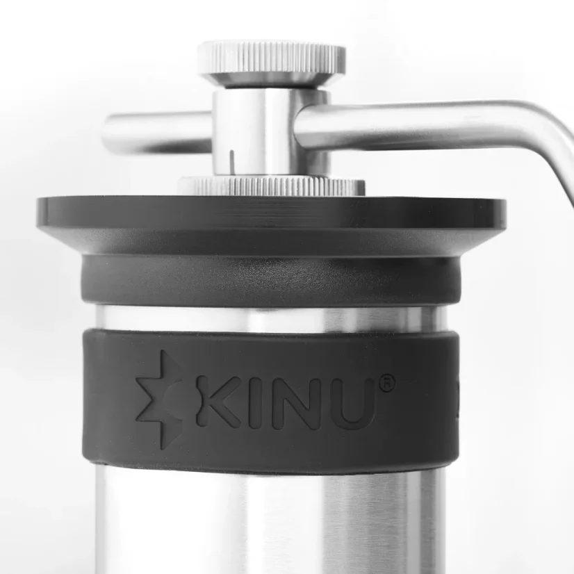 Close-up of the head of the Kinu M47 Phoenix manual coffee grinder