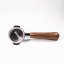 Portafilter naked 58 mm with wooden handle in walnut colour.
