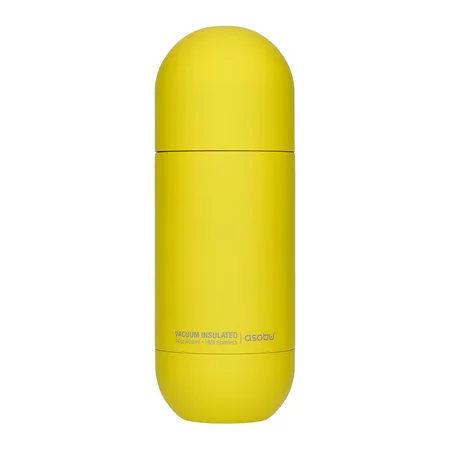 Gourde thermique Asobu Orb Bottle jaune de 420 ml, fabriquée en acier inoxydable, idéale pour maintenir la température des boissons pendant les déplacements.