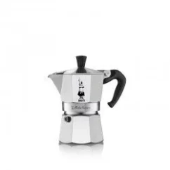 Klassisk sølvfarvet Bialetti Moka Express kaffebrygger til tilberedning af op til 4 kopper kaffe.