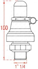 Technesche Plang vum Sécherheetsventil mat enger Héichtsmooss vun 150 mm an engem Gewëndsduerchmiesser vun 1 an engem Véiertel Zoll Technesche Plang vum Sécherheetsventil mat enger Héichtsmooss vun 150 mm an engem Gewëndsduerchmiesser vun 1 an engem Véiertel Zoll