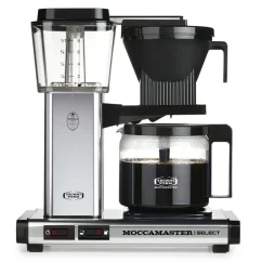 Cafeteira prateada Moccamaster KBG Select da Technivorm com potência de 1520 W.