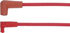 Roude Zündkabel mat engem 90°-Steckverbinder um enger Säit Roude Zündkabel mat engem 90°-Steckverbinder um enger Säit