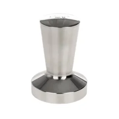 Tamper manuel pour café de 53 mm en finition argentée, idéal pour une utilisation professionnelle et domestique.