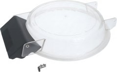 Deckel fir d'P10 Eenheet, en duerchsichtege Plastikdeckel mat engem Gittermuster an enger groer Plastik-Spär.