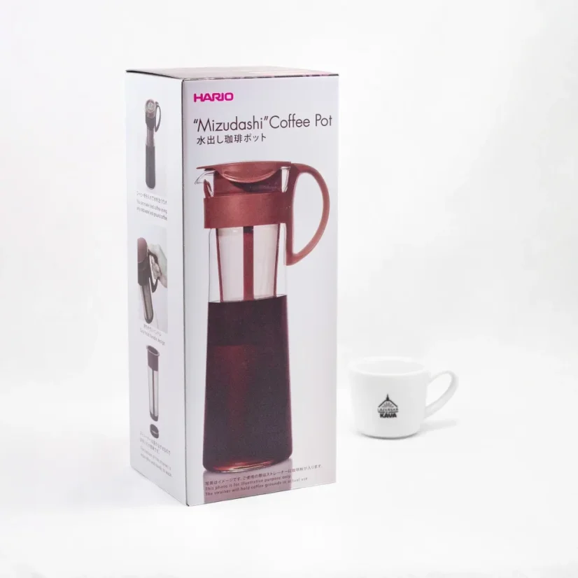 Hario Mizudashi bottle for cold brew coffee with a capacity of 1000 ml in a brown shade, made of glass.