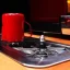 Rhinowares 600 Spinjet avec une carafe à lait rouge.