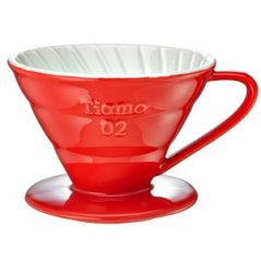 Tiamo ceramiczny dripper do kawy V02 czerwony - filtr pour over
