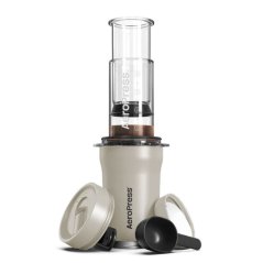AeroPress GO Plus Travel System cream - travel coffee maker with mug