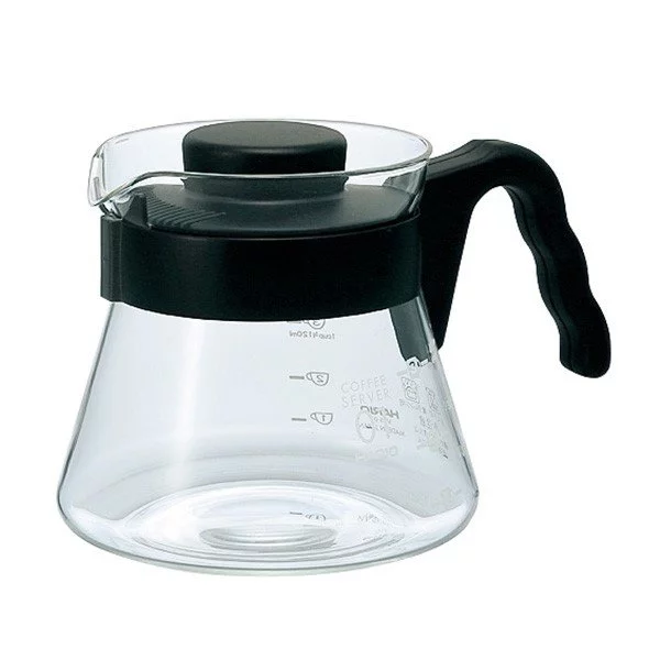 Sklenený Coffee Server Hario V60-01 o objeme 450 ml, ideálny na prípravu filtrovanej kávy.