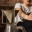 E&B LAB drip coffee maker in elegant silver color for making quality coffee.