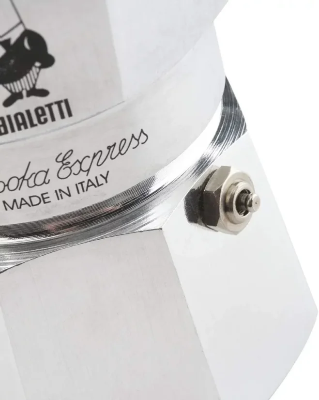 Bialetti Moka Express for 2 cups, moka pot suitable for heating on a halogen source.