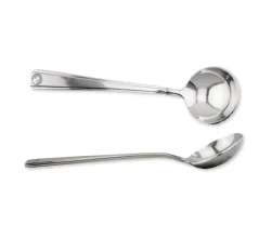 Rhinowares silver cupping spoon, top and side view