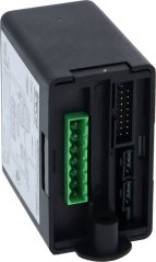 Elektronesche Timer am schwaarze Gehäus mat engem gréngen Schraufsteckverbinder a Steckerläisten Elektronesche Timer am schwaarze Gehäus mat engem gréngen Schraufsteckverbinder a Steckerläisten