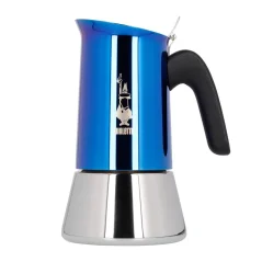 Blaue Bialetti New Venus für die Zubereitung von 6 Tassen Kaffee.