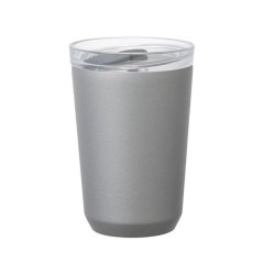 Silver Kinto To Go Tumbler with a capacity of 360 ml, perfect for traveling.