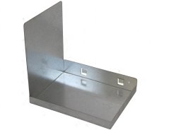 Aluminiums-Drëpsschuel a L-Form mat ausgeprägte quadrateschen Erhéijungen.