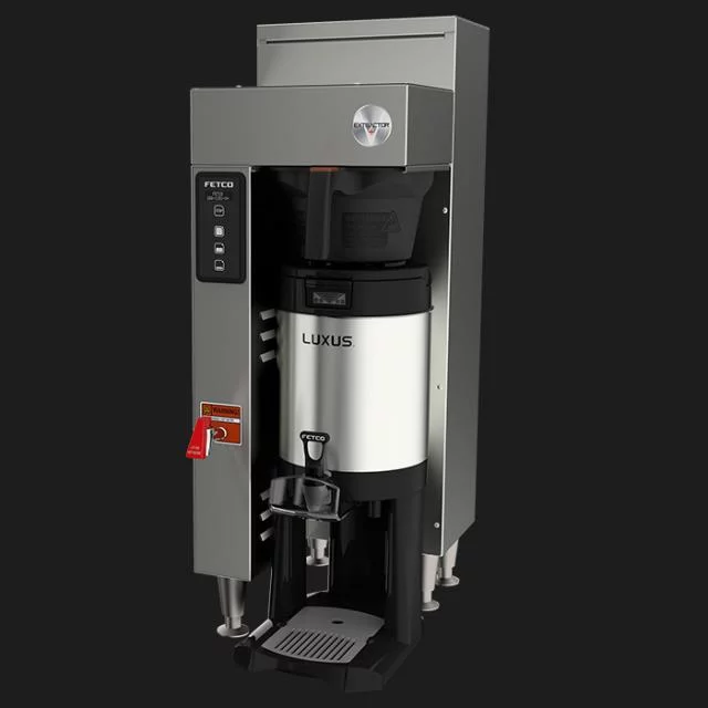 Macchina per caffè professionale Fetco Extractor V+ (CBS-1151) con un contenitore termico che mantiene il caffè caldo a lungo.