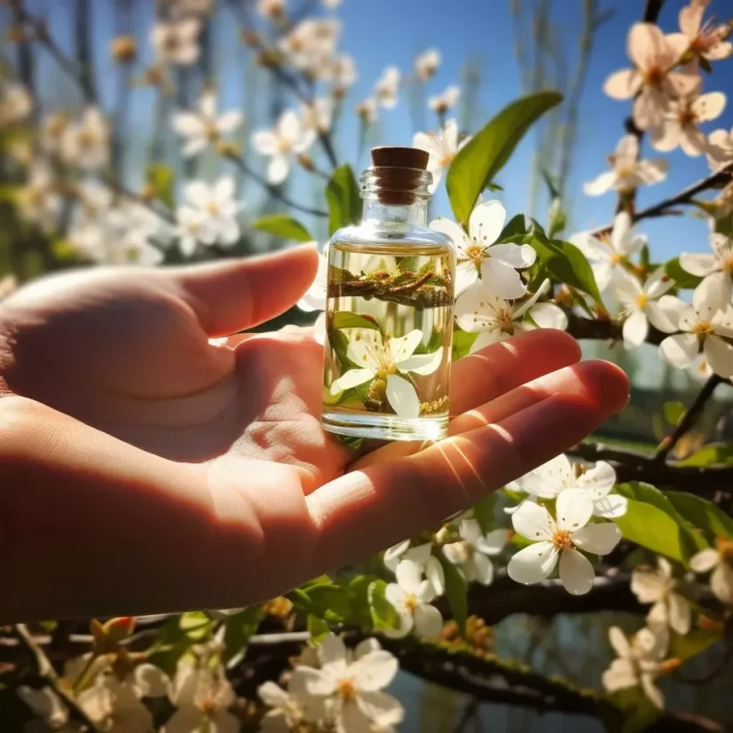 Flacon en verre de 10 ml d'huile essentielle de néroli 100% naturelle, reconnue pour ses effets aphrodisiaques.